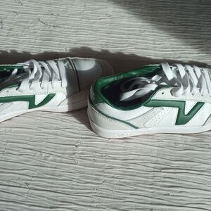 Vans White and Green Low-Top Sneakers